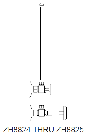 Zurn ZH8824-XL-LRLK-PC 1/2" NOM x 3/8" OD Heavy-Duty Loose Key Stops with Flexible Lavatory Supply