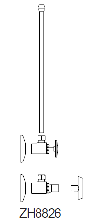 Zurn ZH8826-XL-LR-PC 1/2" SWT x 3/8" OD Heavy-Duty Wheel Handle Stops with Flexible Lavatory Supply