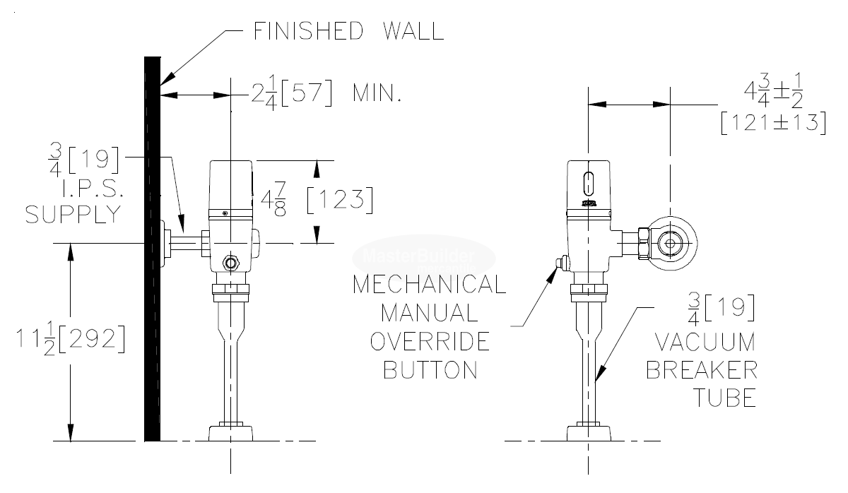 Zurn ZTR6203-ULF 0.125 GPF Battery Powered Sensor Operated Urinal Flush Valve