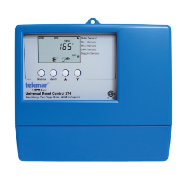 Tekmar 374 Universal Reset Control - Two Mixing - Two Stage Boiler - Domestic Hot Water & Setpoint